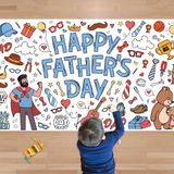 OHOME Babalar Günü Dev Boyama Poster/Masa Örtüsü - 90 x 180 cm Jumbo Boyama Afişi Çocuk El Sanatları Oyunlar Aktiviteler Oyuncaklar - Mutlu Babalar Günü Süslemeleri Kız Oğul Eşinden - Çocuklardan