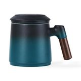 Ohtomber Çay demliği ve gevşek yaprak çay için kapaklı çay bardağı, 12oz ince örgü çay süzgeci ile seramik çay bardağı, Ahşap Saplı Gevşek Yaprak Çay Dik Kahve Kupası, Çay Difüzörleri Filtre Kupası,