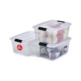Ohyama, 3'lü Set Istiflenebilir Saklama Kutusu, Klik Kilitli – New Top Box Ntb-15 – Plastik, Şeffaf, 3 x 15 L, U 39,5 x G 29 x Y 18,6 cm - Option-1