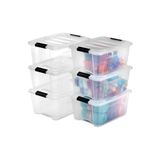 Ohyama Kutu, Plastik Saklama Düzenleyici, 6'lı Paket, 6 x 15 L, Sabit, Klipsler, Istiflenebilir, Çok Amaçlı, Oturma Odası, Yatak Odası, Ofis, Kulübe - Ddntb-15 - Şeffaf - Option-1
