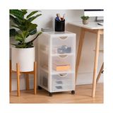 Ohyama, Plastik Saklama Kulesi, 15 Litrelik Çalışma Masası Çekmecesi, Tekerlekli, DDDC-303, Beyaz, Ergonomik Sap G 37,5 x D 29 x Y 61,5 cm - Abanoz - Option-1