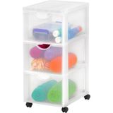 Ohyama, Plastik Saklama Kulesi, 15 Litrelik Çalışma Masası Çekmecesi, Tekerlekli, DDDC-303, Beyaz, Ergonomik Sap G 37,5 x D 29 x Y 61,5 cm