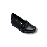 Oi 240-26 Streçli Deri Çapraz Taşlı Anatomik Dolgu Topuklu Kadın Ayakkabı