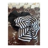 OIA Atelier Basic Klasik Çizgili Beyaz ve Siyah 2 Li Scrunchie Lastik Toka