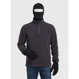 Oil Company 3'lü Polar Set Kar Maskesi, Polar Eldiven ve Yarım Fermuarlı Polar Sweatshirt - 3XL - Siyah