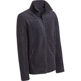 Oil Company Unisex Mikrofiber Kumaş Rüzgar Geçirmez Nem Emici Yumuşak Cepli Fermuarlı Termal Polar Mont - Siyah