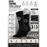 OIL COMPANY Unisex Termal Yün Çorap, Rüzgar Geçirmez, Nem Emici, 43-46 Beden, Siyah