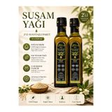 OILIVA GIDA SAN. VE DIŞ TİC. LTD. ŞTİ. Soğuk Sıkım Susam Yağı 2'li Avantajlı Paket 2 x 250 ml ISO ve Kosher Onaylı