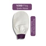 Oinone %100 Doğal Floş İpek Kese – Ekru Banyo Kesesi – Lastikli Peeling Eldiveni– Normal Ciltler İçin