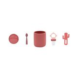 Oioi 5'li Set Porsiyon Tabak Bordo, Bardak Bordo, Kaşık Bordo, Püre Bordo, Diş Kaşıyıcı Bordo