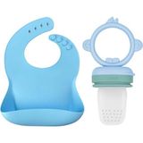 Oioi Basic Silikon Mama Önlüğü ve Püre Set - Standart - Mavi