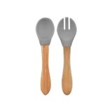 OiOi BASICS Mama Kaşığı + Çatal - Powder Grey