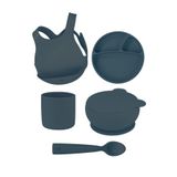 Oioi Deep Blue Beşli Set (Önlük+Tabak+Kase+Bardak+Kaşık)