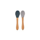 Oioi Deep Blue - Powder Grey Nam Nam 2’li Silikon Mama Kaşığı