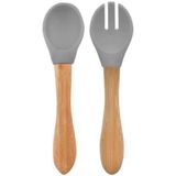 Oioi Mama Kaşığı Çatal Seti 9+ Ay Powder Grey - Gri