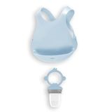 OiOi Mama Önlüğü, Silikon Beslenme Seti 2'li, Mineral Blue, Standart Beden