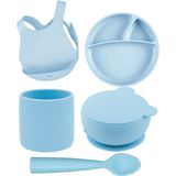 Oioi Mineral Blue Beşli Set (Önlük+Tabak+Kase+Bardak+Kaşık)