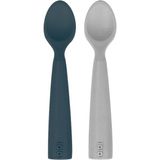 Oioi Nam Nam 2'li Silikon Mama Kaşığı Deep Blue-Powder Grey - Çok Renkli