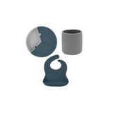 OiOi Porsiyon Puzzle Deep Blue Tabak, Mini Bardak ve Basic Önlük Seti