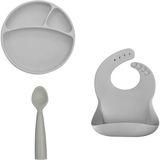Oioi Porsiyon Set Powder Grey(Tabak+Basic Önlük+Nam Nam) - Renkli