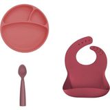 Oioi Porsiyon Set Velvet Rose (Tabak -Basic Önlük- Nam Nam) - Bordo