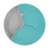OiOi Puzzle Vakumlu Mama Tabağı Aqua Green - Powder Grey