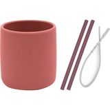 Oioi Silikon Mini Bardak ve Pipet Set - Bordo