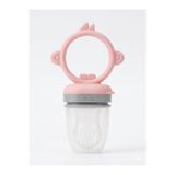 OiOi Silikon Püre Meyve Sebze Süzgeci - Pinky Pink / Powder Grey Bebek Meyve Emziği