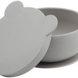Oioi Vakum Tabanlı Powder Grey Silikon Kapaklı Kase