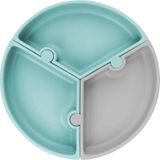 OiOi Vakumlu Mama Tabağı Puzzle - Aqua Green / Powder Grey (3 Adet)