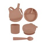 Oioi Woody Brown Beşli Set (Önlük+Tabak+Kase+Bardak+Kaşık)