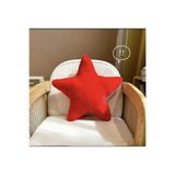 oiphome Yıldız Kırmızı Şekilli Peluş Yastık - Çocuk Odası Dekoratif Minder - 35x35 cm