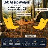 ÖİR A.E Ahşap Katlanır Kamp Sandalye ve Masa Seti: Bahçe, Piknik, Balkon ve Kamp - Sarı