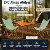 ÖİR A.E Ahşap Katlanır Kamp Sandalye ve Masa Seti: Bahçe, Piknik, Balkon ve Kamp - Yeşil