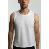 OİR Erkek Beyaz Renk Waffle Desenli Tank Top No.2 likralı pamuklu atlet