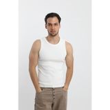 OİR Erkek Fitilli Ekru Renk Tank Top No.1 Likralı Pamuk Kaşkorse Atlet
