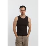 OİR Erkek Fitilli Kahverengi Tank Top No.1 Likralı Pamuk Kaşkorse Atlet