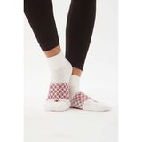 Oishii Patik Spor Havlu Çorap Bordo Desen Beyaz - Beyaz - Bordo - 39 - 42