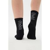 Oishii Spor Soket Çorap Yarım Havlu Dik Beyaz Desen Siyah - 35 - 38