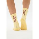 Oishii Spor Soket Çorap Yarım Havlu Dik Bordo Desen Sarı - 39 - 42