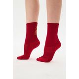 Oishii Spor Soket Çorap Yarım Havlu Dik Sarı Desen Kırmızı - 35 - 38