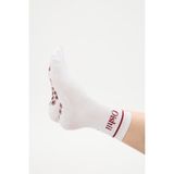 Oishii Yoga Soket Çorap Yarım Havlu Bordo Desen Beyaz Özellikli Konforlu Tasarım - Beyaz - Bordo - 35 - 38