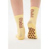 Oishii Yoga Soket Çorap Yarım Havlu Dikyazı Desen Sarı - 39 - 42