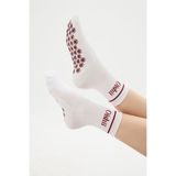 Oishii Yoga Yarım Havlu Çorap Bordo Çemberli Beyaz Renk 39-42 Beden Kadınlar İçin Özel - Beyaz - Bordo - 39 - 42