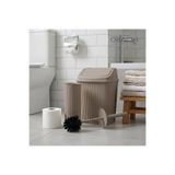 okacih Çizgili Banyo Aksesuar Seti - 2 Parça Modern Çöp Kovası ve WC Fırçası