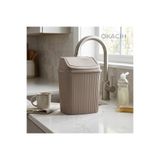okacih Çizgili Çöp Kovası Banyo Ofis ve Mutfak İçin Click Kapaklı Kova 6 Litre