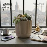 Okacih Modern Ribbed Çizgili Saksı 16 cm 2.8 Litre Dekoratif Iç Mekan Saksı