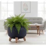 Okacih Modern Stick Line Bambu Ayaklı Saksı Akıllı Altlıklı 29X22 cm 9 Litre