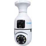 Okam 4046 Çift Lens Wifi Güvenlik Kamerası 360° Ptz Renkli Gece Görüşlü E27 Duy - Beyaz