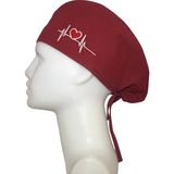 Okanmed Bordo Kalp Atışlı Doktor Hemşire Aşçı Cerrahi Hastane Bonesi Bandana M410 - Standart